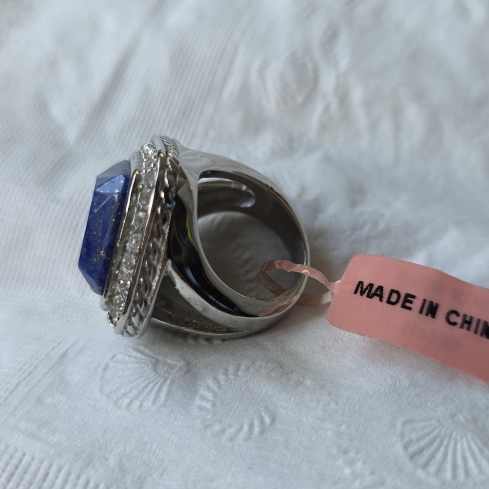 Lapis Lazuli Stainless Steel Ring Size 7 - Picture 3 of 9